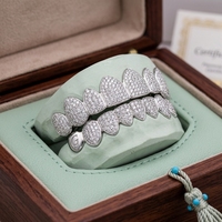 Grillz dentaire haut et bas en argent sterling 925 entièrement serti de moissanite VVS, style Hip Hop, bijoux unisexe pour rappeurs
