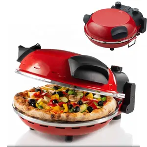 快速有趣的烹饪电动披萨制造商12英寸与陶瓷烤石烤箱意大利披萨可丽饼/煎饼制造商红色披萨烤箱