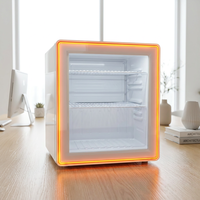Lemari Pendingin Minuman Mini Display Pintu Kaca, Peralatan Pendingin Komersial untuk Minuman Energi, Logo LED Custom Tersedia