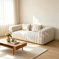 Vakuumkomprimiertes 3-Sitzer-Sofa Gestreifter Stoff Modulares Faulsofa Modernes Wohnzimmer Polstersofa