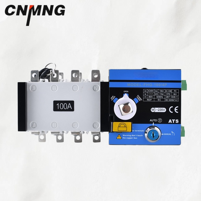 FHG-100/4P 100A 4P Dual Power Automatic Transfer Switch ATS PC Class Auto-Manual Changeover for Generator UPS Grid System