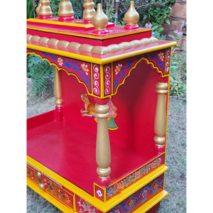 Superventas hecho a mano de alta calidad de madera Pooja Mandir exquisito templo hindú para el hogar colgante de pared pintura tradicional de Ganesha - Product Image 2