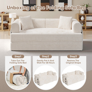 Sofá cama reclinable de terciopelo, sofá cama extensible con almohadas, sofá convertible para sala de estar, juego de sofá cama con estructura cuadrada - Product Image 3
