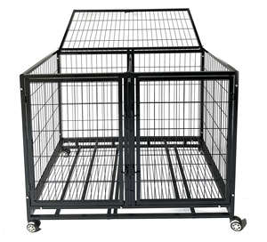 Cage d'<span class=keywords><strong>élevage</strong></span> pour animaux de compagnie intérieure pratique Double porte bouton Tube carré Cage pour chien en métal lucarne porte d'entrée plusieurs tailles pratique - Product Image 2