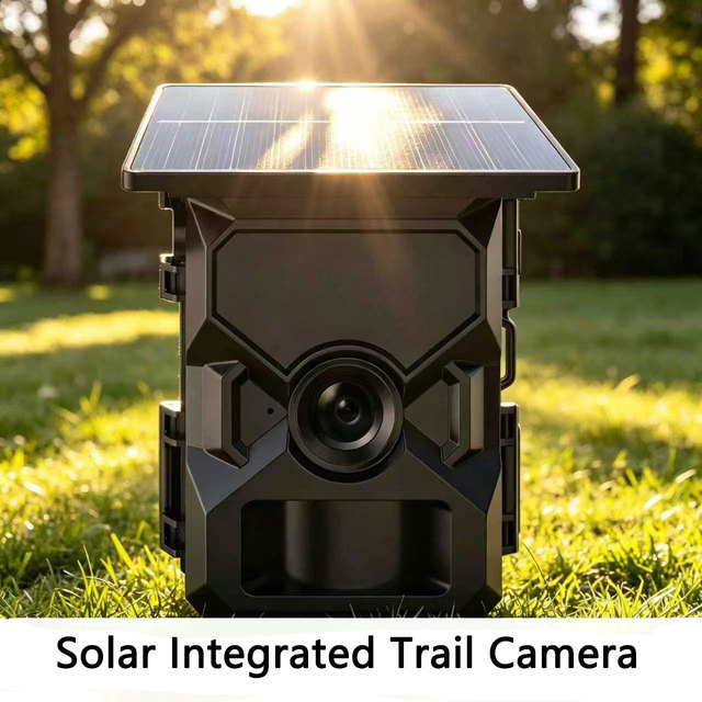 Solar Integrated Trail Camera 2K Video 36MP CMOS Sensor Weather Resistant 4800mAh Battery Hunting Camera