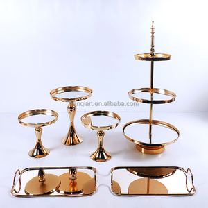 3-Tier 6-Piece Rose Gold kim loại bánh đứng Set khuyến mại Nguồn cung cấp bên tổ chức sự kiện bàn ăn trang trí nội thất kẹo khay tráng miệng đứng - Product Image 2