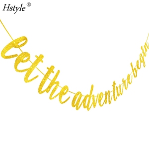 Pancarta 'Que la Aventura Comience', Pancarta 'La Aventura <span class=keywords><strong>te</strong></span> <span class=keywords><strong>Espera</strong></span>' para Cumpleaños con Temática de Viajes, Baby Shower, Graduación, Jubilación HS740 - Product Image 2