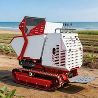 Dumper chenillé homologué CE de 1 tonne, moteur essence, haute capacité de déchargement, chargeur automoteur 1000 kg, capacité de conteneur 450 dm
