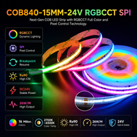 Tira de Luces LED COB Direccionables RGBW, FCOB SPI RGBCCT IC RGB, Blanco Ajustable 3000K-6000K, DC24V, 840 LED, RA90