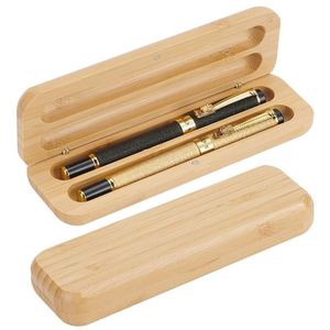 Ensemble de stylos à bille personnalisés avec boîte en bambou, recharge en métal, stylo en bois, cadeaux - Product Image 1