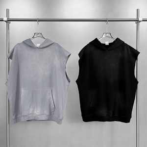 Sweat-shirt unisexe sans manches en coton éponge 100% 380 GSM, lavage à l'acide, broderie printemps-été, sweat-shirt sans manches pour homme - Product Image 4