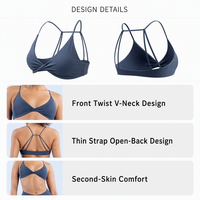 Soutien-gorge de sport sans couture à maintien moyen en Spandex/Nylon, design push-up à nouer devant, bretelles élégantes, dos flatteur pour ODM OEM