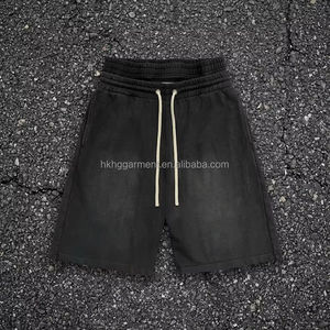 Vintage Washed Double <b>Layer</b> Waist Shorts Men Casual Drawstring Cotton Streetwear Knee Length Shorts for Men - Product Image 1