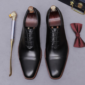 High-quality Men's Shoes genuine leather leather shoes with laser printing for business formal wear Oxford style men's shoes - Product Image 4