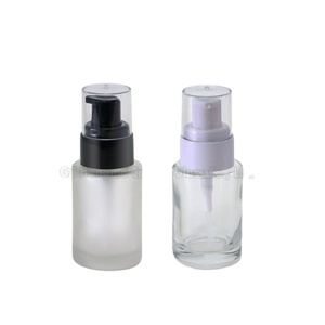 Maquillaje cosmético 30 ml 30 ml 1oz vacío claro esmerilado suero loción líquida Fundación botella de vidrio con blanco negro de la bomba - Product Image 1