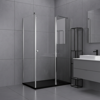 Cabine de douche pivotante carrée en alliage d'aluminium et cabine autoportante en verre traité pour usage multifonctionnel (maison, hôtel, appartement, salle de sport)