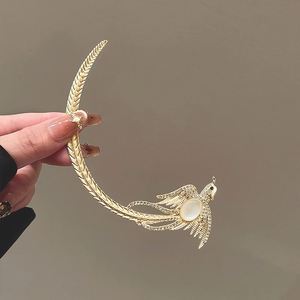 Épingles à cheveux rétro en forme de lune de phénix et de croissant de lune pour femmes, accessoires de luxe légers et exquis en strass - Product Image 3