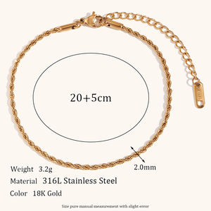 Dingran <span class=keywords><strong>Collier</strong></span> et Bracelets de Cheville Chaîne Torsadée Tendance d'Été, Dorés, Accessoires pour Hommes - Product Image 3