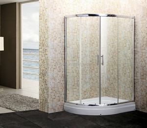 Cabine de douche moderne en verre autoportante avec poignée en acier inoxydable et porte coulissante avec cadre en aluminium-pour hôtels - Product Image 2