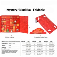 Calendrier de l'Avent personnalisé en kit, boîte mystère pliable vide pour compte à rebours de 24 jours, boîte cadeau OEM pliable expédiée à plat