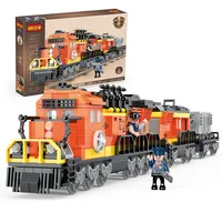 COGO 635pcs עיר DIY לבנות בלוק לבנות משא רכבת אבני בניין צעצוע סט לילדים