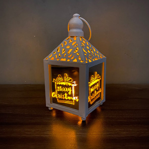 Farol de Navidad de Metal de 15 cm, Decoración Navideña, Farol LED Luminoso para Árbol, con Patrón de Muñeco de Nieve y Papá Noel, Regalo de Navidad - Product Image 6