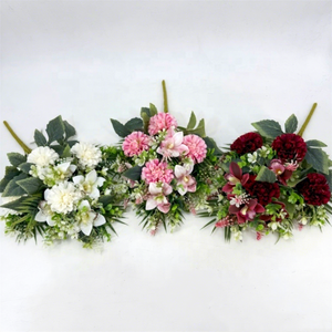 LUYI - Bouquet de dahlias artificiels en soie, faits main, style européen réaliste, rouge, blanc, rose, longue durée, pour Noël - Product Image 1