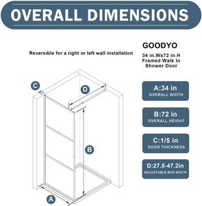 Paroi de douche en verre sans cadre Twowinco, fabricant Twowinco, pour projets commerciaux, <span class=keywords><strong>anti</strong></span>-<span class=keywords><strong>calcaire</strong></span>, cabine de douche walk-in - Product Image 4