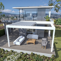 Pergola motorisée en aluminium moderne avec système de toit à lamelles rétractables réglables, auvent de patio imperméable