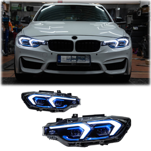 Faro Delantero LED Azul de Doble Gancho con DRL, Actualización de 12V, Nuevo para BMW Serie 3 F30/F35 2012-2019, Luces Delanteras con Señal de Giro Secuencial - Product Image 1