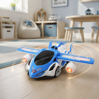 Voiture Volante Lumineuse Télécommandée, Jouet Avion RC, Véhicule Aérien en Plastique à Piles, Roues Rotatives à 360 Degrés, 2.4G 50m pour Enfants