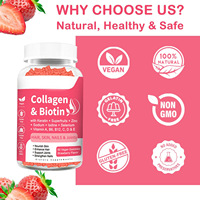 Compléments de collagène protéique OEM, biotine, multivitamines, gommes, produit de beauté pour la croissance des cheveux, soin de la peau, ongles forts pour adultes