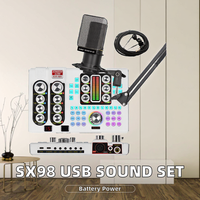 Carte son audio USB professionnelle SX98 48V, ensemble de microphone à condensateur de studio ZX320, prise en charge de 3 appareils, voix réglable, son en direct