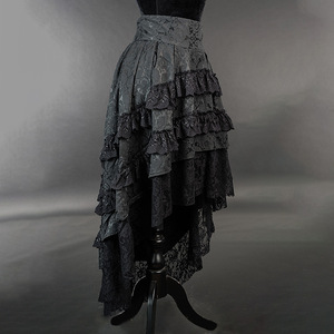 New Retro Rock Y2K Irregular Trailing Dress Falda de encaje de estilo gótico oscuro para mujer - Product Image 2