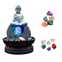 Fontaine d'intérieur élégante Ganesha Bouddha à cascade, cascade apaisante, LED, pour la maison, le bureau, ornements de fontaine de bureau