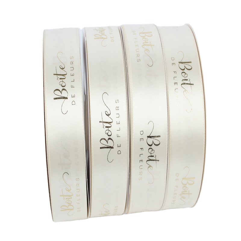 Factory Wholesale logo Packaging Ribbon Decorations Wired Ribbon Gifts Crafts Printed Satin Ribbon