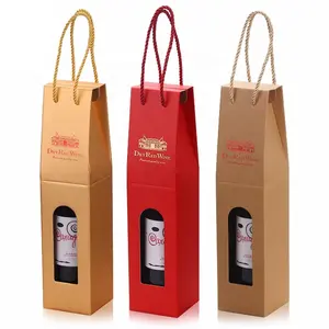 Boîte-cadeau pliable en carton avec logo personnalisé emballage de sac pour bouteille unique champagne vodka liqueur whisky vin verre - Product Image 1