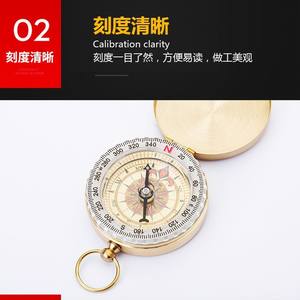 เข็มทิศทองเหลืองอี้หวู่ G50F เข็มทิศพกพาอเนกประสงค์เรืองแสงความแม่นยำสูงพร้อมห่วงแขวน - Product Image 3