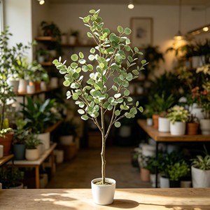 Wholesale Artificial Eucalyptus <b>Plant</b> in Speckled White <b>Pot</b> Faux Potted Greenery Leaves for Home Office Shelf Table Decor - Product Image 3