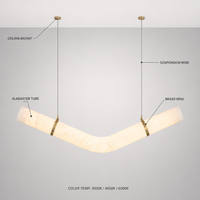 Suspension en albâtre pour îlot de cuisine, style minimaliste espagnol, LED linéaire moderne, pour salle à manger