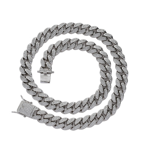 BC005 Chaîne cubaine en laiton 12mm, 16, 18, 20, 24 pouces, style Hip Hop, entièrement pavée de micro-zircons CZ, collier bijou - Product Image 6