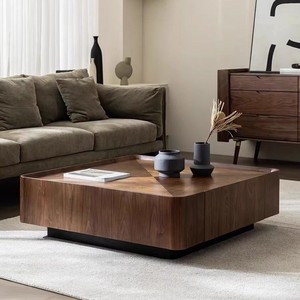 Wooden Coffee Table Square Modern Storage Living Room Minimalist Design High End Nordic Style - Product Image 2