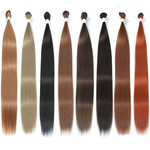 Extensions de cheveux synthétiques en vente flash, fibre premium, 24 pouces, couleur cheveux raides, lots de cheveux très vendus en Russie - Product Image 6