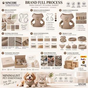 Ensemble de harnais minimaliste pour animaux de compagnie avec collier, laisse, bandana, porte-sac à excréments, quincaillerie dorée, logo personnalisé, boîte cadeau pour chien et chat - Product Image 2