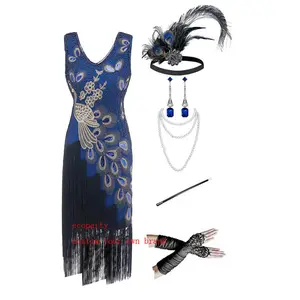 Ecoparty 1920S Flapper Banket Pailletten Kwastje Grote Gatsby Charleston Vintage Party Avondjurk Kostuum Sling Latin Dance