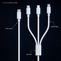 Kabel Pengisian Cepat USB C 3 in 1 Grosir, Kabel Data Multi Pengisian untuk Ponsel Tablet Perangkat Tipe C