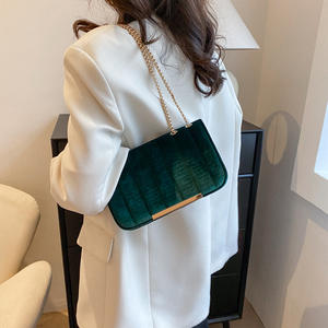 PU Velvet Soft Polyester Lining Fashion Trendy <b>Small</b> Square Women's 2023 <b>Spring</b> New Style Western Style Chain Shoulder Bag - Product Image 3