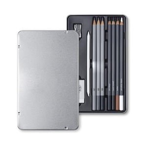 Kotak timah penjualan profesional OEM penjualan terbaik 2024 12 buah pemasok seni sketsa arang set kit pena pensil set - Product Image 6