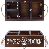 2024 support de barre avec poignées ferme cuisine décor rustique Smores torréfaction Station bois organisateur Camping BBQ accessoires