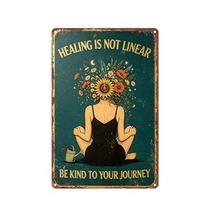 Plaque Métallique Vintage Thème Santé Mentale, Citation Positive sur l'Autosoins, Décoration Murale Tournesol et Fleurs Sauvages, pour <span class=keywords><strong>la</strong></span> Maison, le Café, <span class=keywords><strong>la</strong></span> Salle de Thérapie - Product Image 6